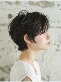 ☆シースルーバング小顔ウルフミディ黒髪メルティカラーボブ