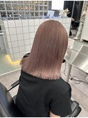 ミルクティーベージュ顎ラインボブケアブリーチワイドバング