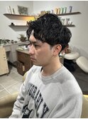 メンズアップバングショート×ツイストスパイラルパーマ
