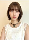 切りっぱなしボブ/ミニボブ/縮毛矯正/韓国柏/マロンベージュ