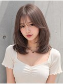 ミルクティーグレージュミディアムレイヤーハイトーン
