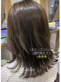 ブリーチなしダブルカラーオリーブベージュミディアム韓国×MIHO
