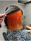 インナーカラー/オレンジ/ボブ/透明感/高発色/カラーミューズ