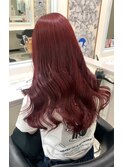 チェリーレッド/秋冬暖色カラー/うる艶ロング/ワンホン/レイヤー
