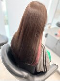 プルシールエクステ インナーカラー ピンク グレー 透明感カラー