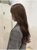 シースルーマッシュハイライトセミロングブリーチなしカラーボブ
