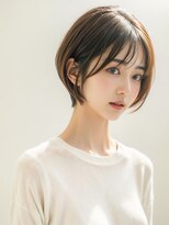 ムウ 難波(MOU) ナチュラルボブ暗めカラーグランマッシュデザイン20代30代40代50