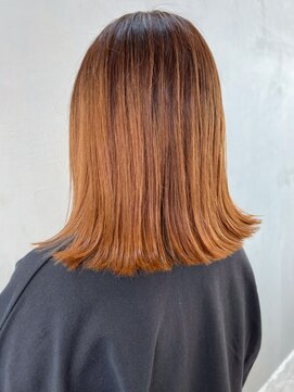 アルバム 銀座(ALBUM GINZA) オレンジグラデーション_こ外ハネボブセクションカラー_ba383342