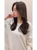 ダークブラウン ゆる巻き 顔周りレイヤー