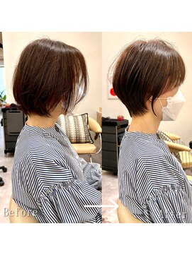 ロンドプロフィール 浦和(Lond profil) Lond.海気　Before After ショートカット　前髪　白髪ぼかし