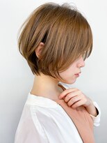 アース 菊名店(HAIR&MAKE EARTH) ショートパーマ薄めバング暖色カラーくすみカラー横顔美人
