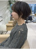 前髪あり耳掛け丸みくびれショートボブ20代30代40代50代(蘭)