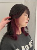【YOKE】インナーカラーピンクワイドバングミディアムレイヤー