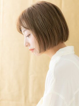 カバーヘア イヴ 戸頭店(COVER HAIR EVE) カーキベージュ小顔切りっぱなしぱっつんボブ315X戸頭20代30代