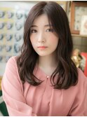 ★黒髪くすみベージュくせ毛風小顔ミディアムウルフ30代40代★1