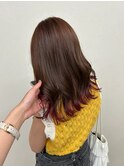 10代20代大人かわいい裾カラーピンクベージュミディアム