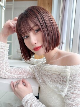 エイミーバイアフロートザガーデン 浦和店(amie by afloat the garden) ピンクブラウンで春カラー◎切りっぱなしボブ【浦和】