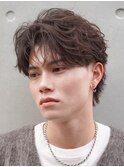 メンズシースルーマッシュニュアンスパーマシャドウパーマテテ風