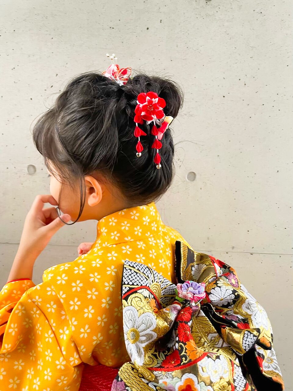 キッズヘアセット ルーズアップお団子ヘア 着物日本髪和髪：L144126660