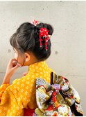 キッズヘアセット ルーズアップお団子ヘア 着物日本髪和髪