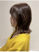 くびレイヤーエモージュアッシュベージュ薄めバングレイヤー