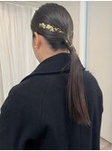 結婚式お呼ばれパーティーヘアセット＊タイトローポニー