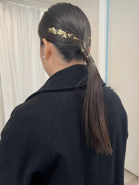 結婚式お呼ばれパーティーヘアセット＊タイトローポニー