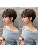 大人可愛い20代30代40代黒髪前下がりショートボブ丸みショート◎