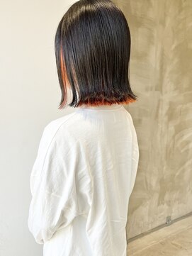 イル(ill) オレンジ ボブ インナーカラー デザインカラー