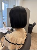 地毛風ストレート　前下がり　きりっぱなし　縮毛　艶ボブ