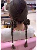 結婚式お呼ばれヘアセットツイン♪