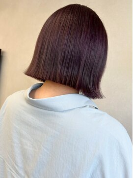 ミュラ(mulah) ブリーチ暖色カラーピンクラベンダー＊ぱつっとボブ艶カラー