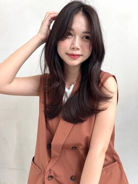 ザックラフィネ(ZACC raffine) レイヤーカット/かきあげ前髪/2way前髪/縮毛矯正/マロンベージュ