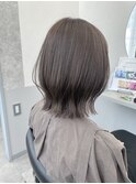 上質なグレージュブラウン×脱白髪染めハイライト