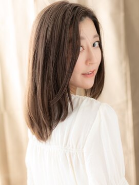 カバーヘアアンドスパ ブリス 浦和(COVER HAIR&SPA bliss) ココアグレージュ小顔かきあげミディアムレイヤーY浦和30代40代