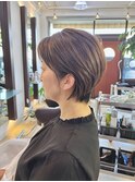 ハイライトカラー#白髪ぼかし#ショートボブ#ブリーチ#くびれ