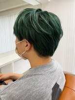 メンズヘア アリエス(men's hair ARIES)&nbsp;グリーンカラー×ナチュラルマッシュ