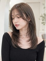 オンフ(ONFFO)&nbsp;ロングレイヤー 韓国風 オリーブアッシュ 20代30代 艶髪