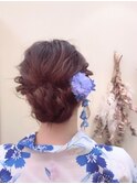 浴衣　ヘアセット　ゆるめ