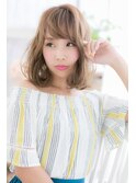 外国人風ミルクティベージュ大人巻きロングウルフa1