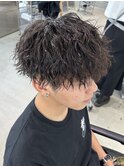 ツイストスパイラルパーママッシュメンズパーマ波巻きパーマ束感