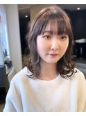 透明感ミディアムブリーチなしダブルカラー