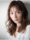 シースルー前髪韓国風巻き毛先パーマふわミディu北浦和30代40代