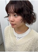 □ミルクティーダークブルーデジタルパーマワンホンレイヤー