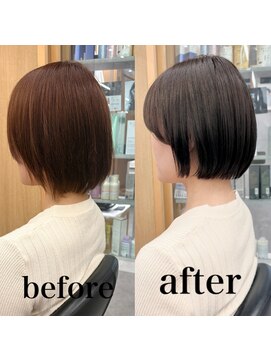 ヘアサロン ドットプラス 町田店(dot. plus) 伸ばしかけショートボブ/小顔に見せるヘア/ココアベージュ/町田