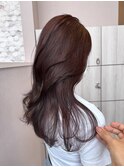 レイヤーカット×レッドブラウン