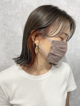 シールドヘアー 沖縄 新都心(C'LD Hair) 【 C’LD 】お客様スタイル_秋色オレンジがかわいい外ハネボブ