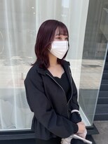 ハイブ 金沢(Hive)&nbsp;10代20代ブリーチ無しカラーカシスレッド艶髪韓国風カット巻