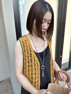ヘアー アイス ルーチェ(HAIR ICI LUCE) 切りっぱなしボブ　酸性ストレート　収まりボブ　透明感　西田