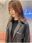 ウルフレイヤーカット×オリーブベージュ